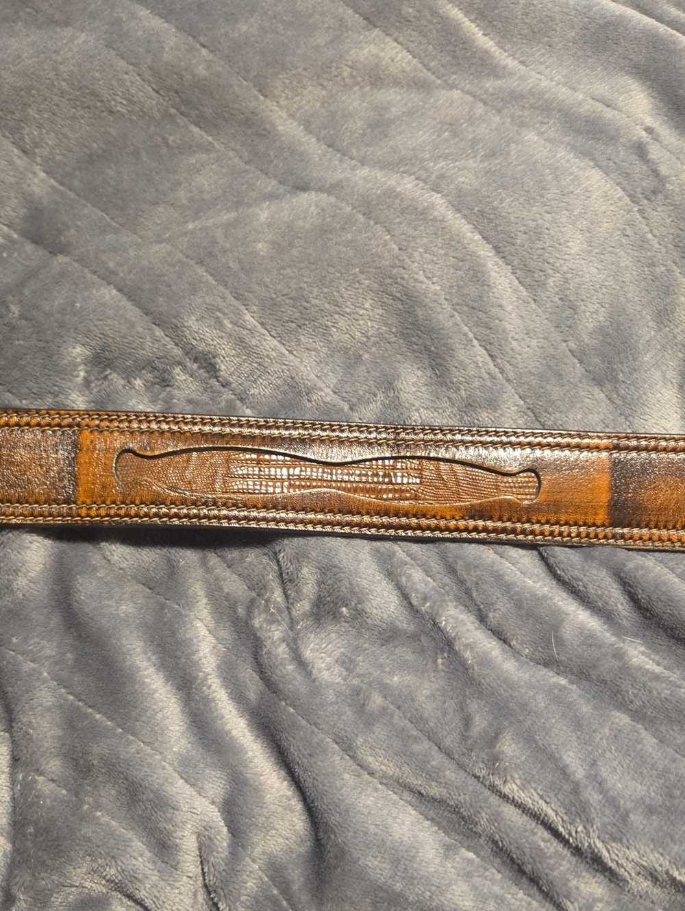Lyntone-Vintage Cowhide Leather Embossed Lizard Print Western Belt-Size 34 - Picture 13 of 16